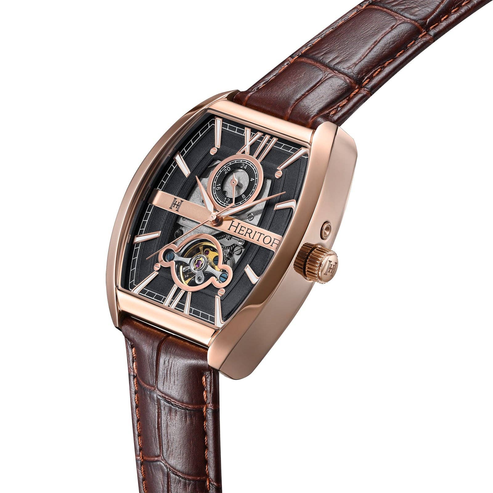 Heritor Automatic Masterson Semi - Skeleton Leather - Band Watch - Bundle Bus