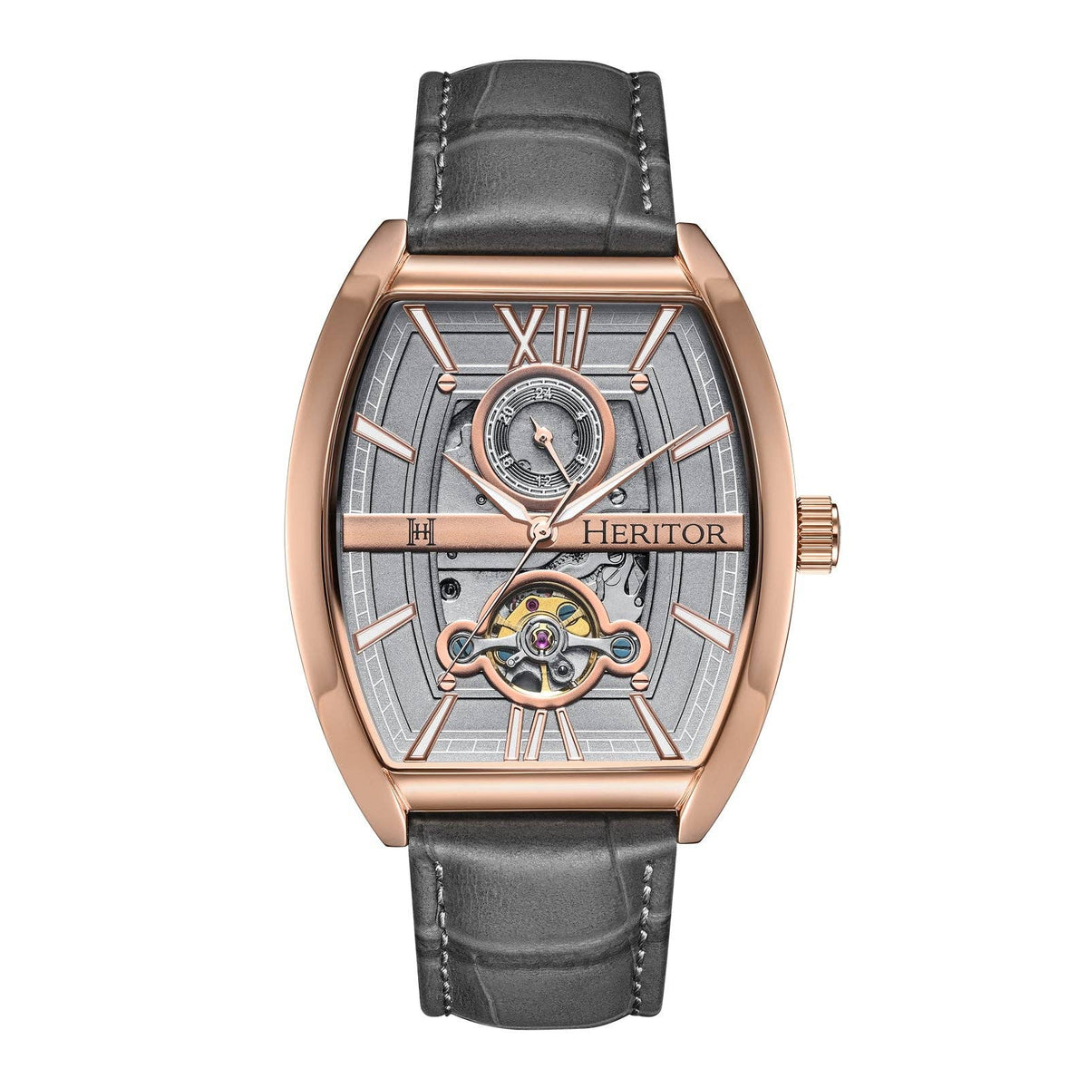 Heritor Automatic Masterson Semi - Skeleton Leather - Band Watch - Bundle Bus