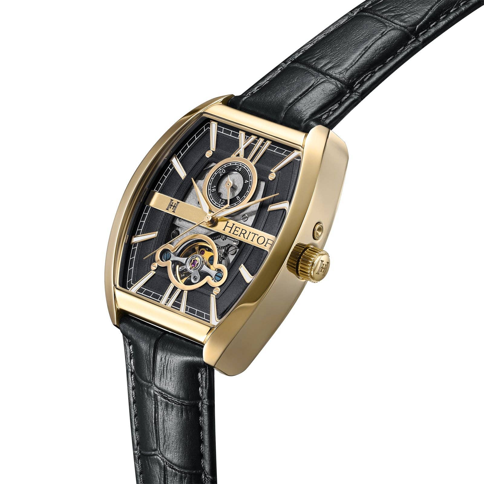 Heritor Automatic Masterson Semi - Skeleton Leather - Band Watch - Bundle Bus