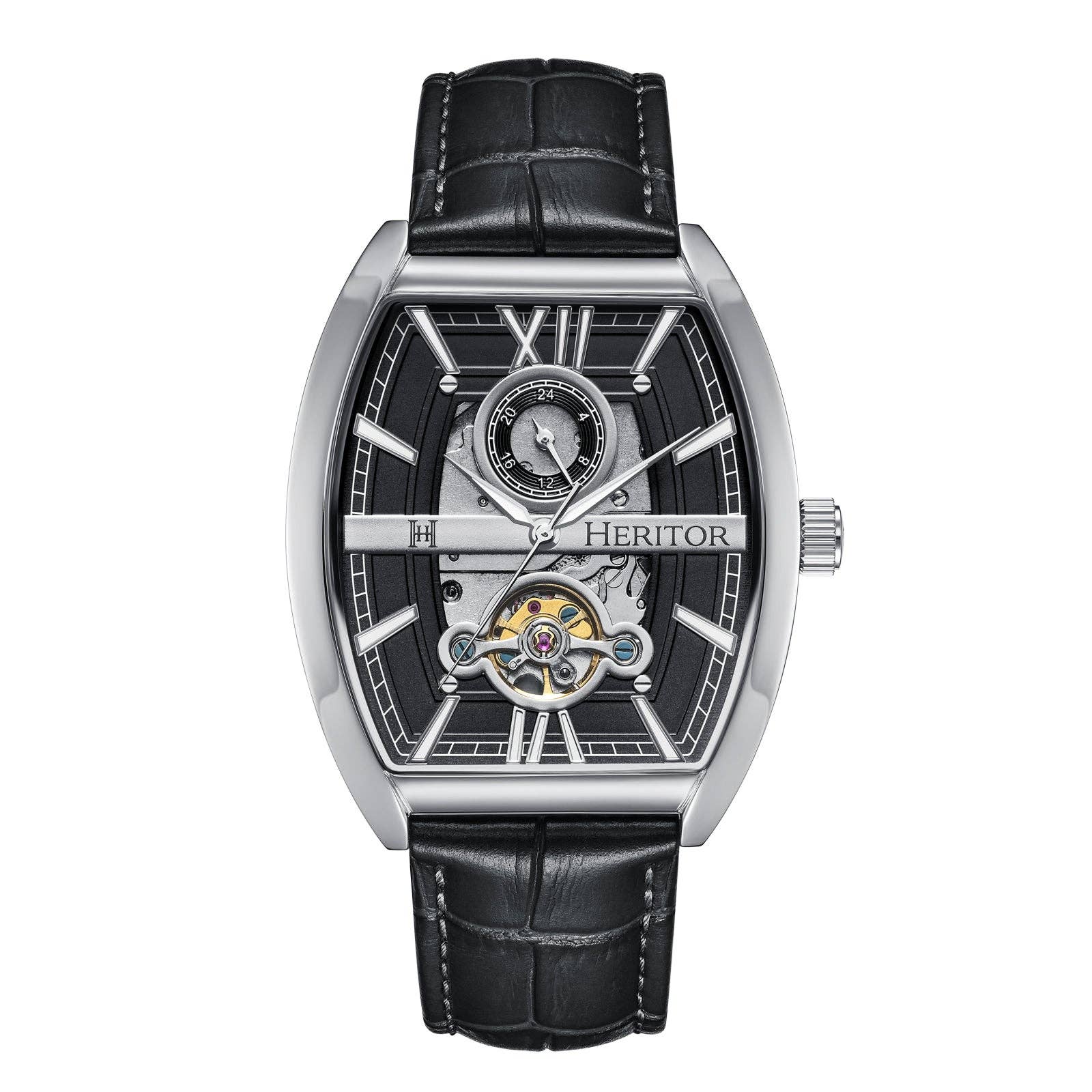 Heritor Automatic Masterson Semi - Skeleton Leather - Band Watch - Bundle Bus