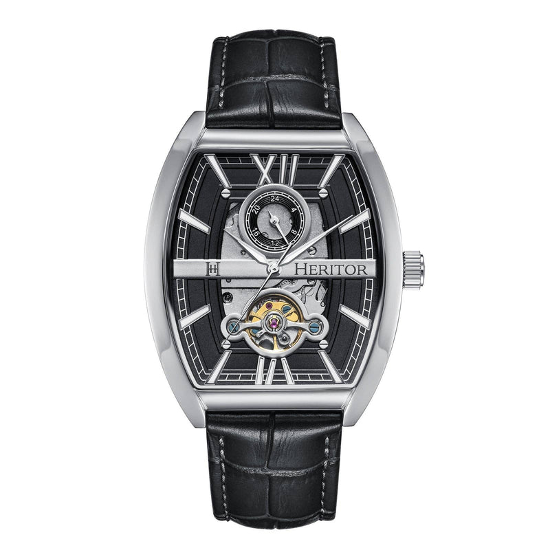 Heritor Automatic Masterson Semi - Skeleton Leather - Band Watch - Bundle Bus
