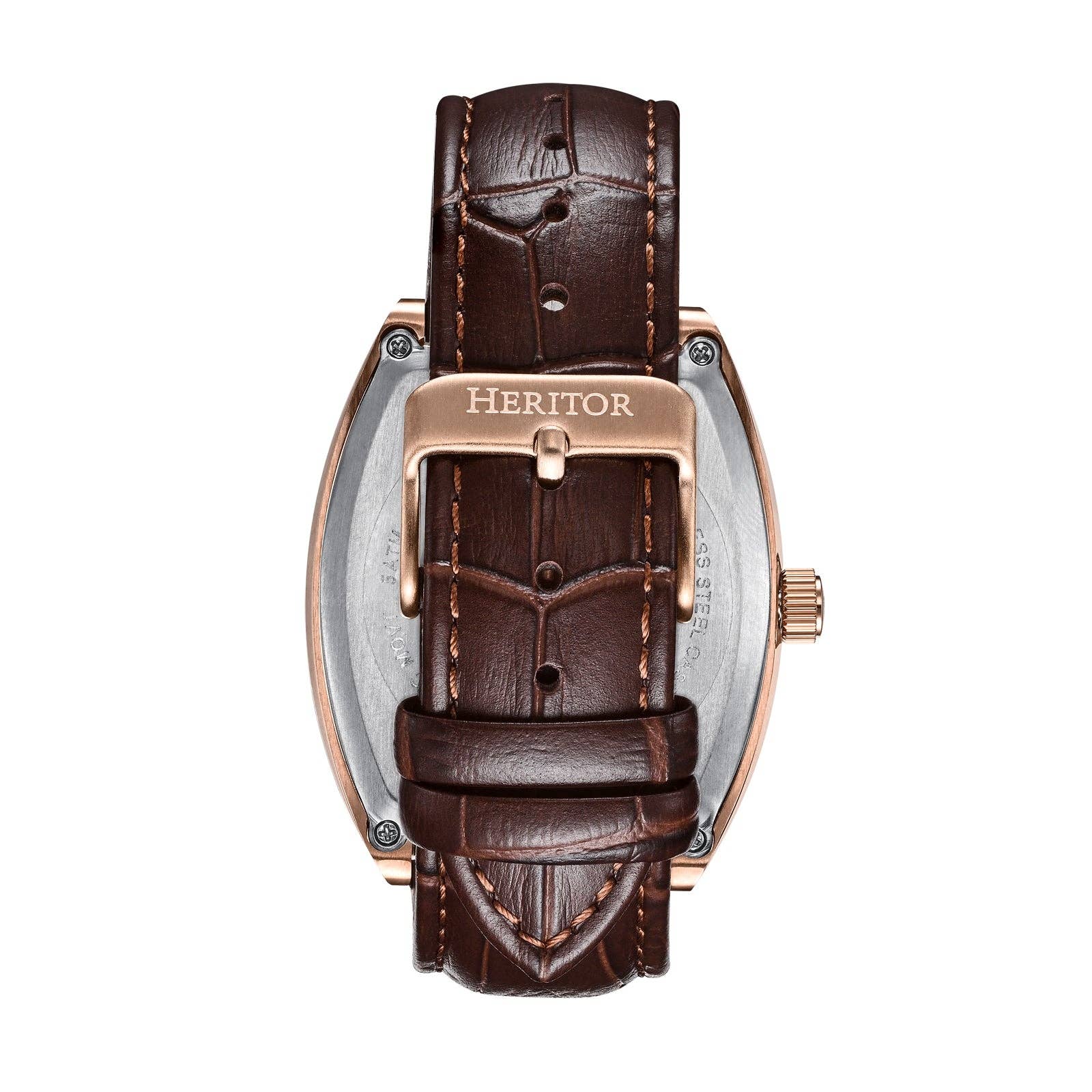 Heritor Automatic Masterson Semi - Skeleton Leather - Band Watch - Bundle Bus