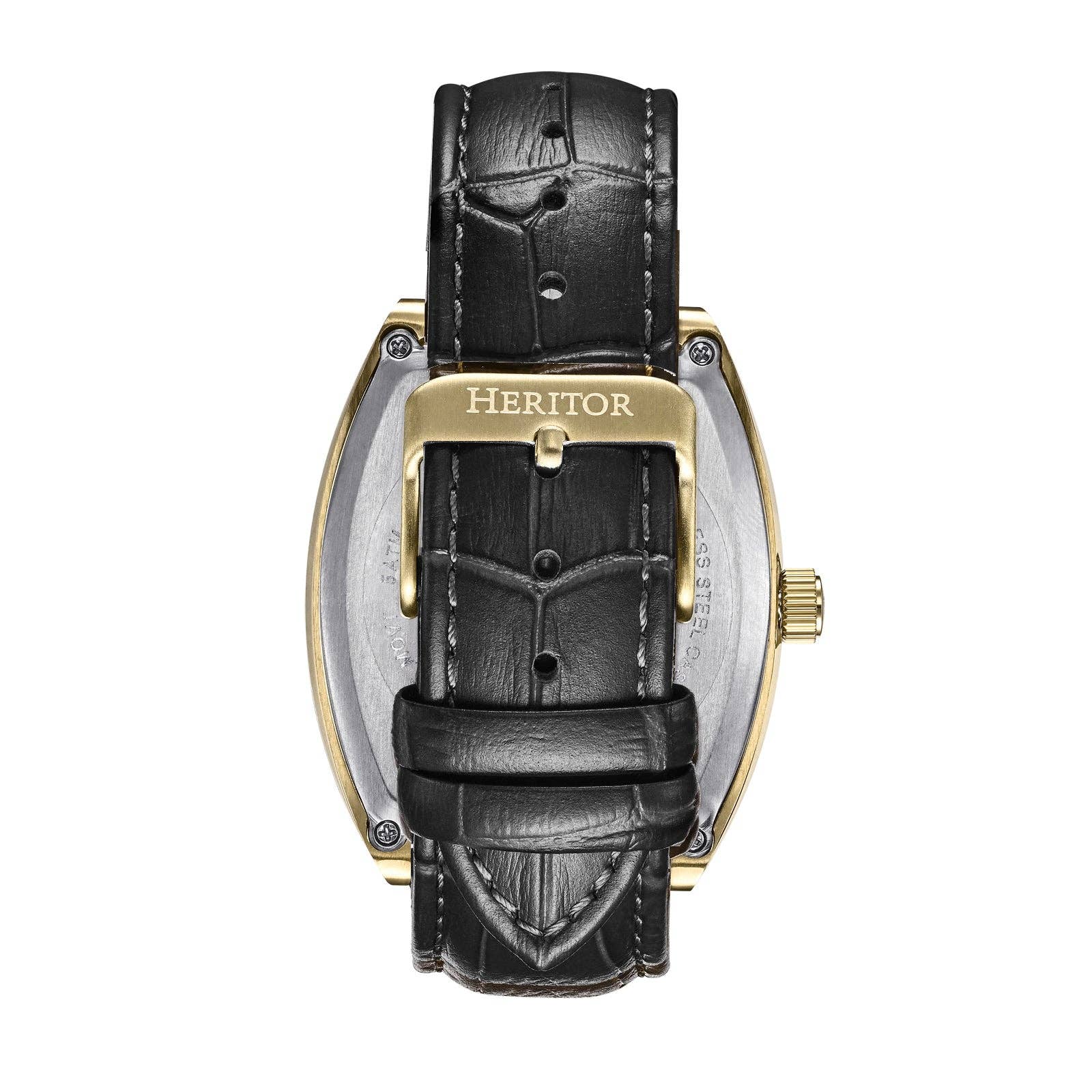 Heritor Automatic Masterson Semi - Skeleton Leather - Band Watch - Bundle Bus