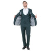 Hunter Green Men's Ultra Slim - Fit 3pc Suit w/ Expandable Waistband - Bundle Bus
