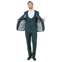 Hunter Green Men's Ultra Slim - Fit 3pc Suit w/ Expandable Waistband - Bundle Bus