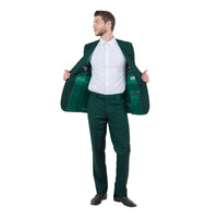 Hunter Green Solid 2 - PC Slim Fit Performance Stretch Suits - Bundle Bus
