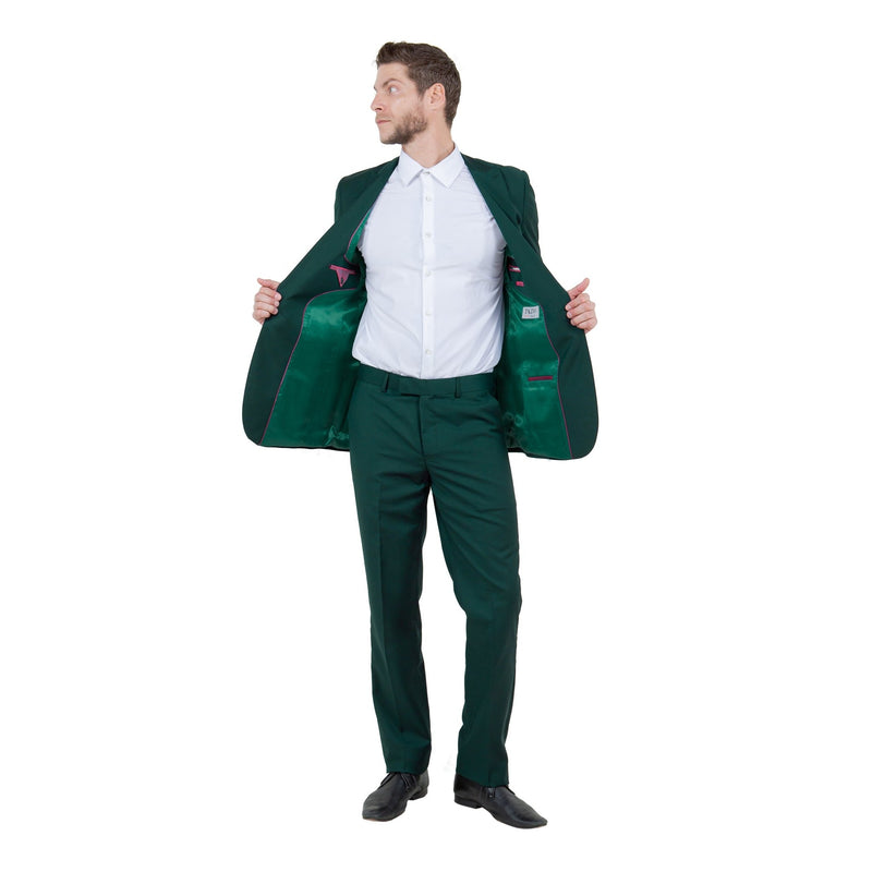 Hunter Green Solid 2 - PC Slim Fit Performance Stretch Suits - Bundle Bus