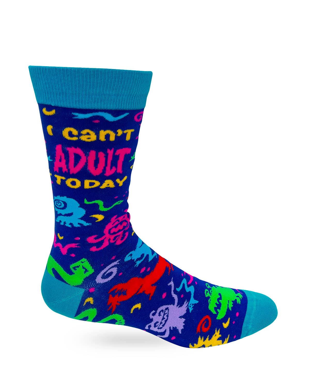 I Can’t Adult Today Men's Novelty Crew Socks - Bundle Bus