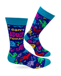 I Can’t Adult Today Men's Novelty Crew Socks - Bundle Bus