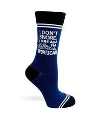 I Don't Snore, I Dream I'm a Sports Car - Hey Now Unisex Crew Socks - Bundle Bus