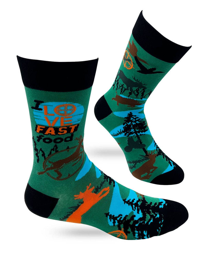 I Love Fast Food Men's Novelty Crew Socks - Bundle Bus