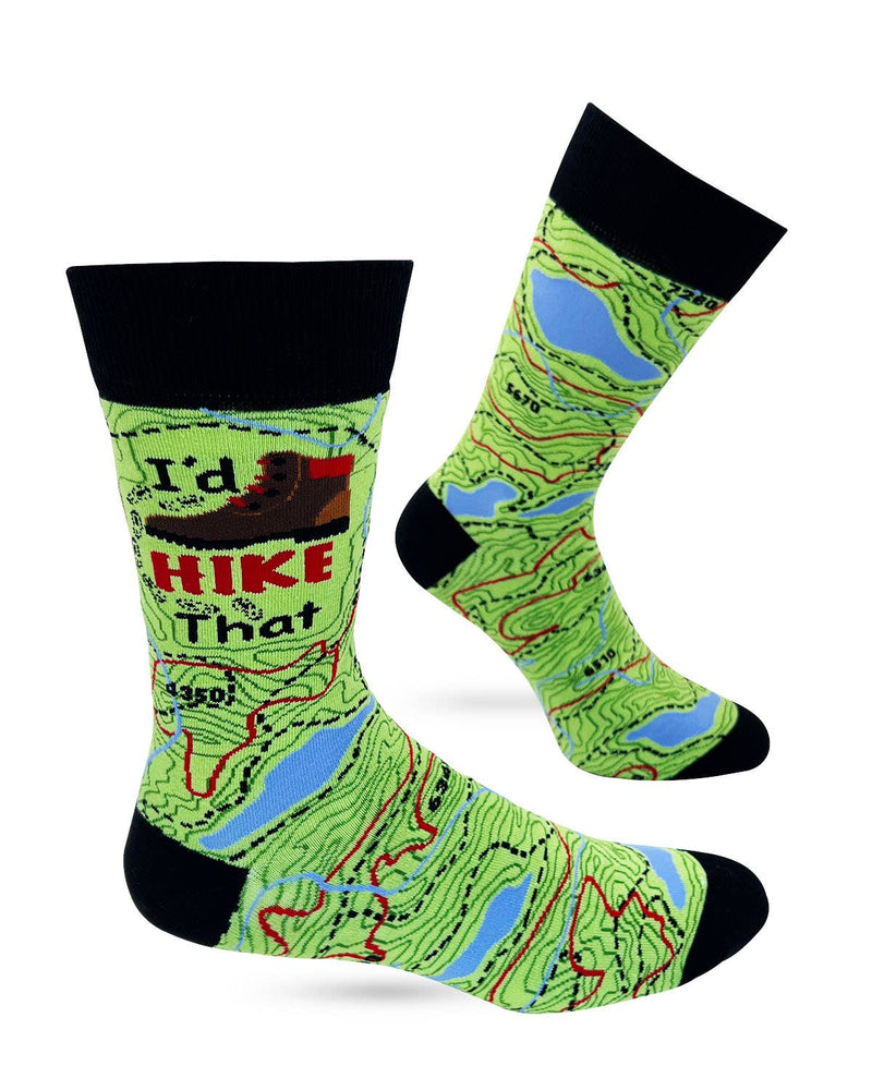 I'd Hike That Men's Novelty Crew Socks - Bundle Bus