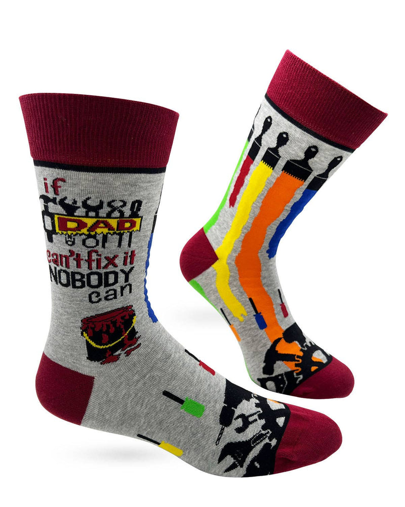 If Dad Can't Fix it Nobody Can Men's Novelty Crew Socks - Bundle Bus
