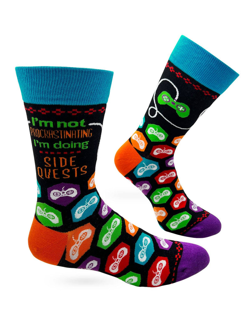 I'm Not Procrastinating I'm Doing Side Quests Men's Novelty Crew Socks - Bundle Bus