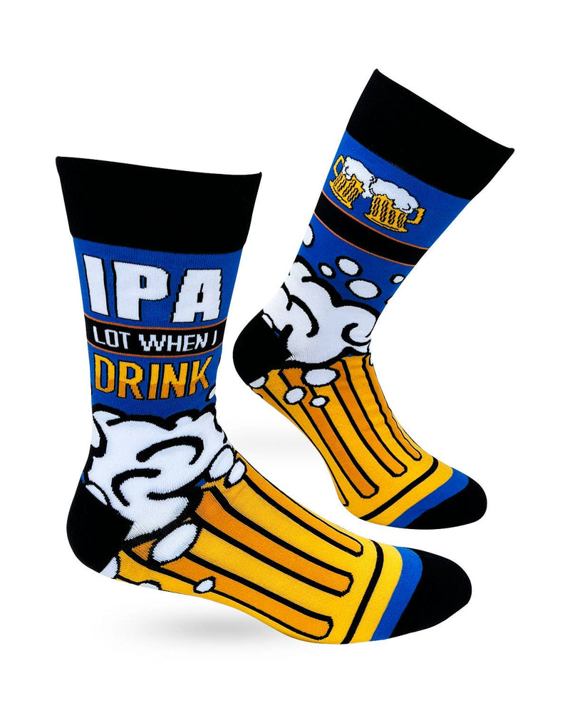 IPA Lot When I Drink Men's Novelty Crew Socks - Bundle Bus