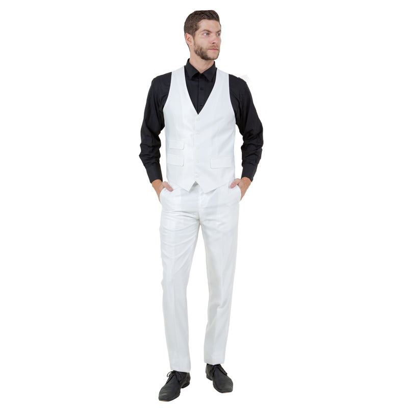 Ivory Men's Sharskin Slim - Fit 3 - Piece Suit - Bundle Bus
