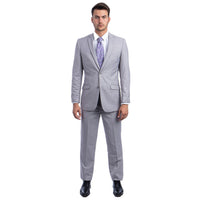 Light Grey Men's Hybrid - Fit 3pc Paisley Suit w/ Wide Black Shawl Collar - Bundle Bus