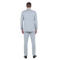Light Grey Men's Slim - Fit 3 - Piece Sharkskin Suit - Bundle Bus