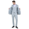 Light Grey Men's Slim - Fit 3 - Piece Sharkskin Suit - Bundle Bus