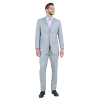 Light Grey Men's Slim - Fit 3 - Piece Sharkskin Suit - Bundle Bus