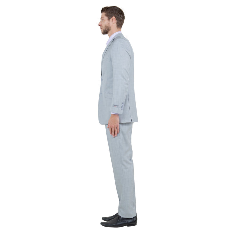 Light Grey Men's Slim - Fit 3 - Piece Sharkskin Suit - Bundle Bus