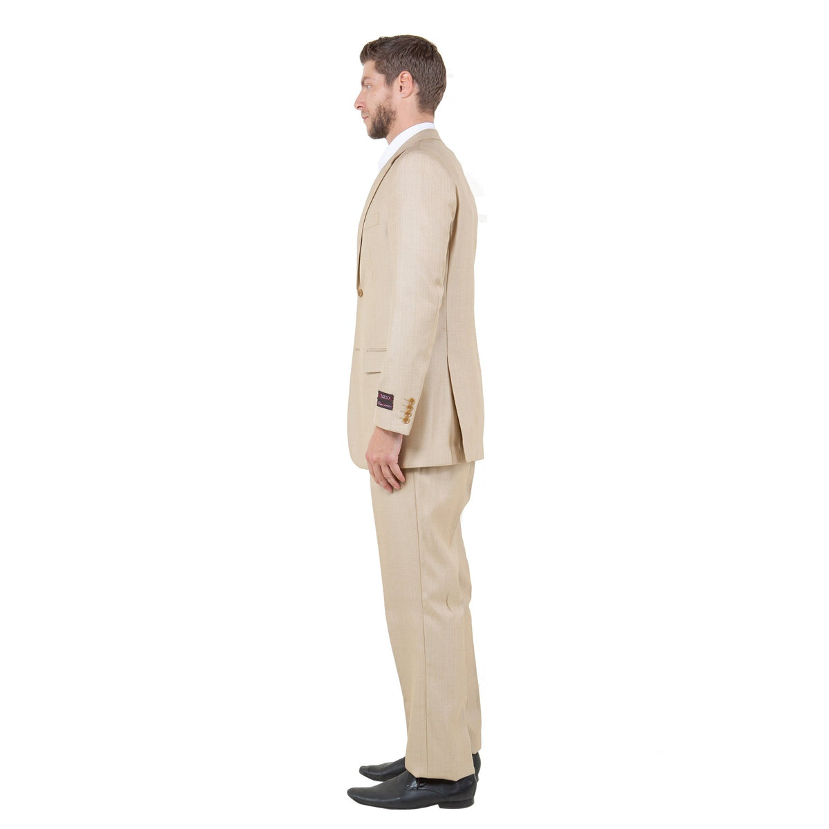 Lt. Beige Solid Shiny Sharkskin 3 - PC Regular Modern Fit Suits - Bundle Bus