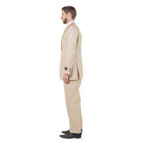 Lt. Beige Solid Shiny Sharkskin 3 - PC Regular Modern Fit Suits - Bundle Bus