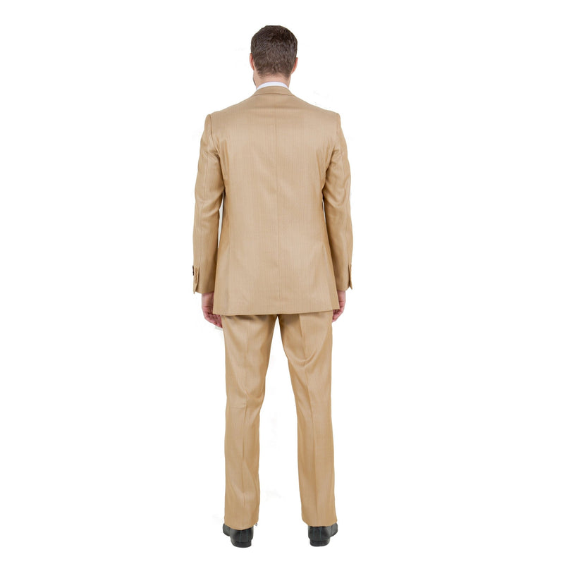 Lt. Beige Solid Shiny Sharkskin 3 - PC Regular Modern Fit Suits - Bundle Bus