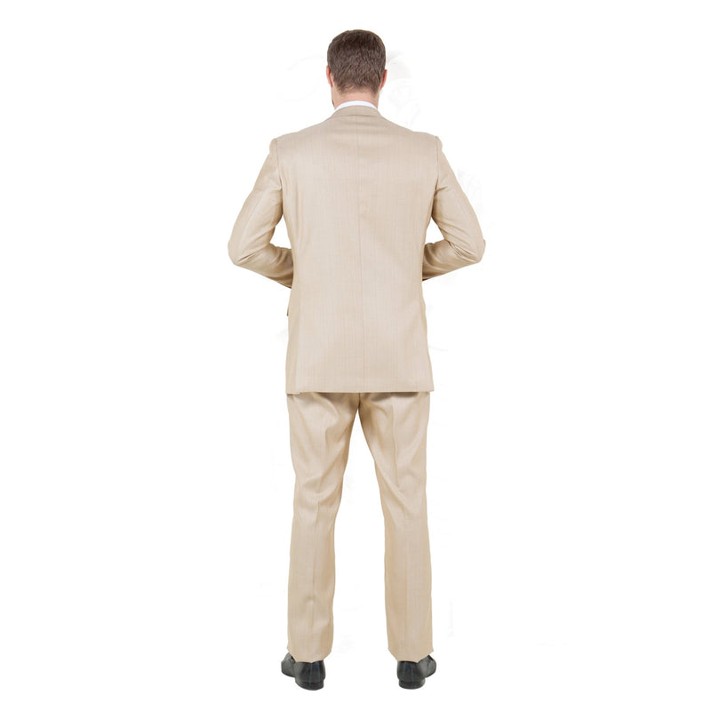 Lt. Beige Solid Shiny Sharkskin 3 - PC Regular Modern Fit Suits - Bundle Bus