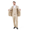 Lt. Beige Solid Shiny Sharkskin 3 - PC Regular Modern Fit Suits - Bundle Bus