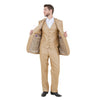 Lt. Beige Solid Shiny Sharkskin 3 - PC Regular Modern Fit Suits - Bundle Bus