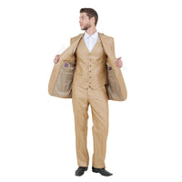 Lt. Beige Solid Shiny Sharkskin 3 - PC Regular Modern Fit Suits - Bundle Bus
