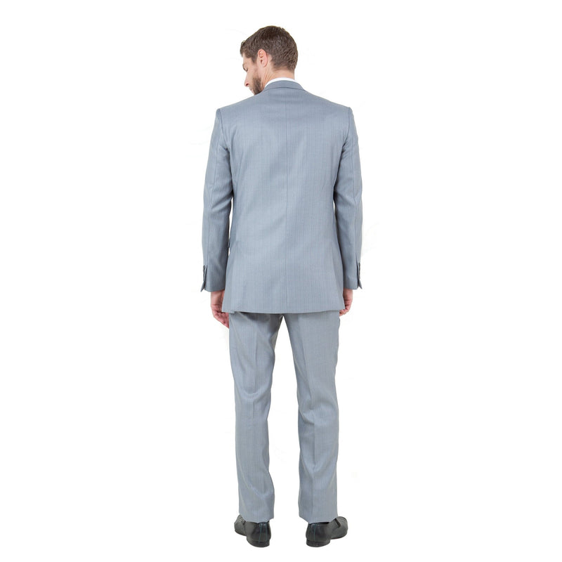 Lt. Gray Solid Shiny Sharkskin 3 - PC Regular Modern Fit Suits - Bundle Bus
