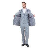 Lt. Gray Solid Shiny Sharkskin 3 - PC Regular Modern Fit Suits - Bundle Bus