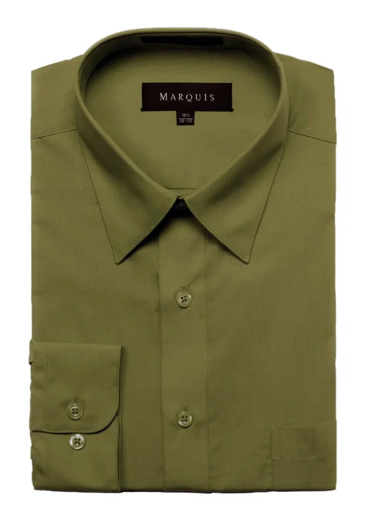 Marquis SLIM Fit Dress Shirts - OLIVE - Bundle Bus