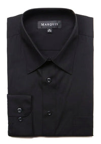 Marquis Solid Classic Fit Dress Shirts - BLACK - Bundle Bus