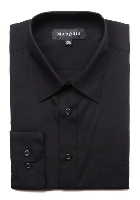 Marquis Solid Classic Fit Dress Shirts - BLACK - Bundle Bus