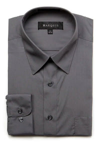 Marquis Solid Classic Fit Dress Shirts - CHARCOAL - Bundle Bus