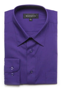 Marquis Solid Classic Fit Dress Shirts - PURPLE - Bundle Bus