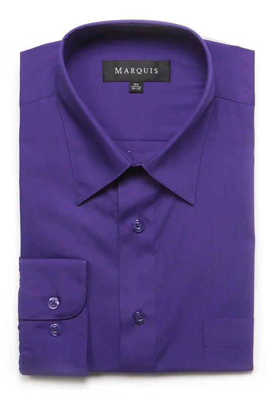 Marquis Solid Classic Fit Dress Shirts - PURPLE - Bundle Bus
