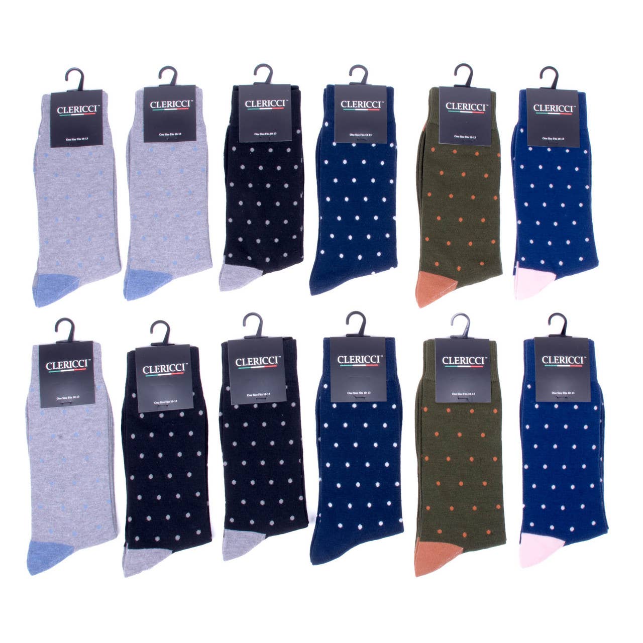 Men 12 Pk Assorted Polka Dot Fancy Pattern Poly Socks - Bundle Bus