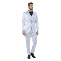 Mens 3pc Solid Satin Suit Set w/ Free Bowtie - Bundle Bus