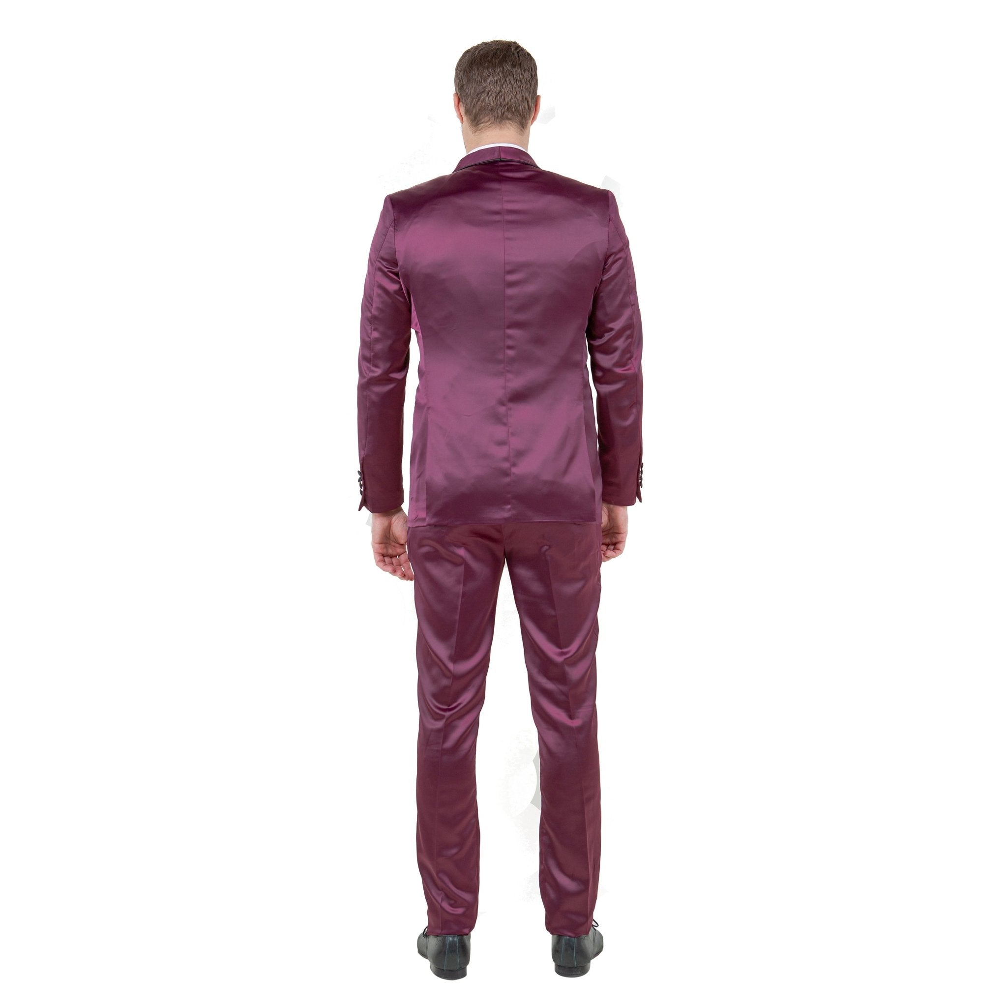 Mens 3pc Solid Satin Suit Set w/ Free Bowtie - Bundle Bus