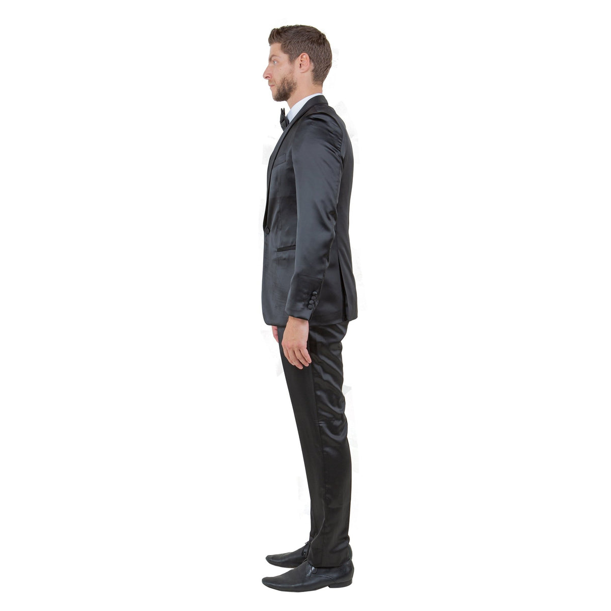 Mens 3pc Solid Satin Suit Set w/ Free Bowtie - Bundle Bus