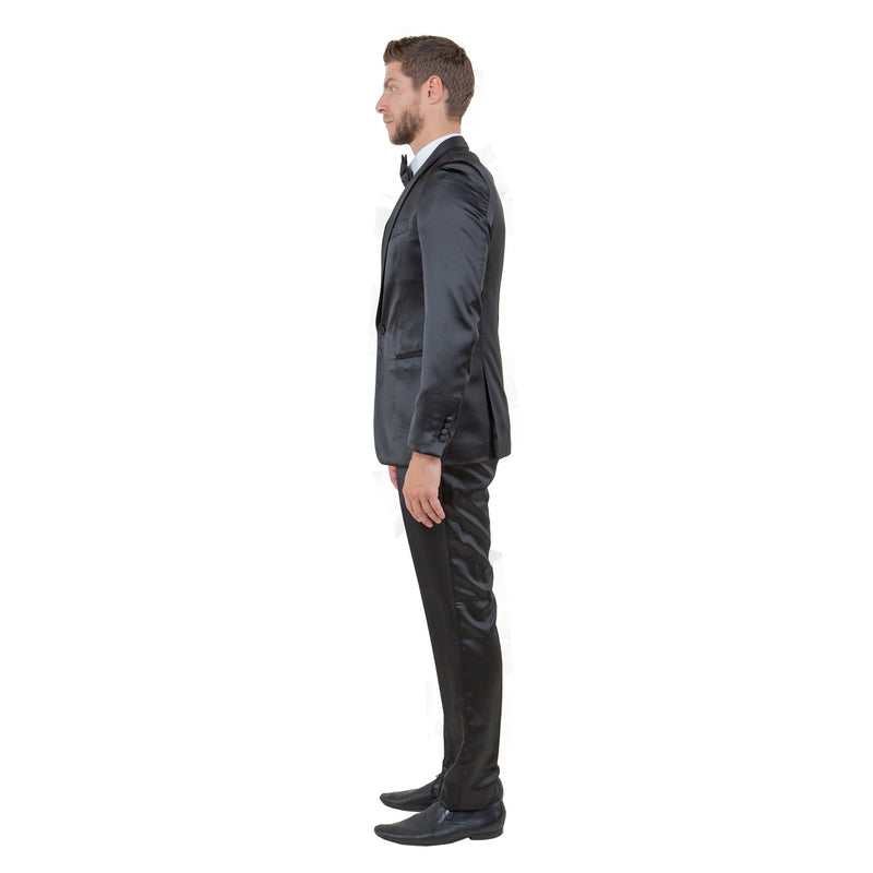 Mens 3pc Solid Satin Suit Set w/ Free Bowtie - Bundle Bus