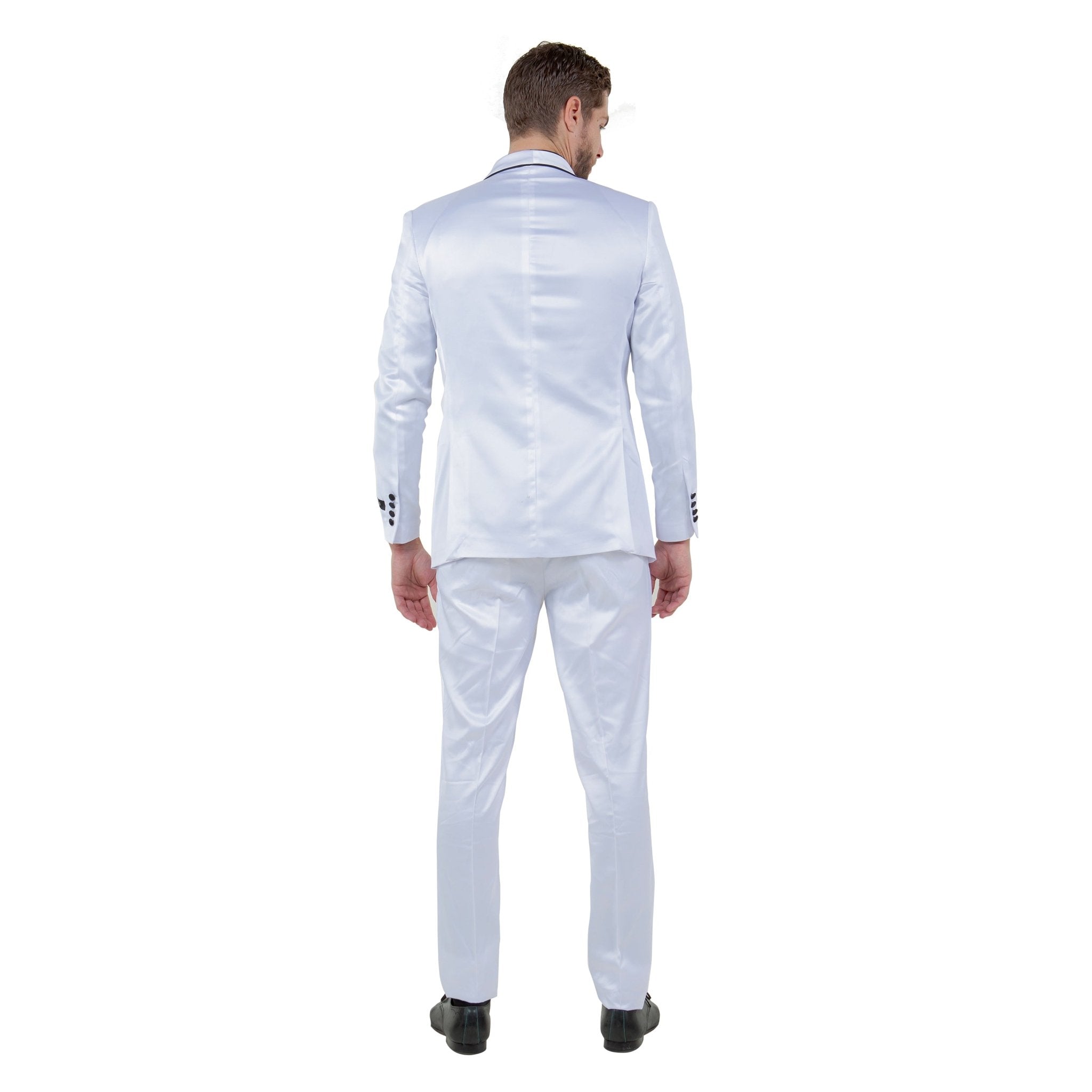 Mens 3pc Solid Satin Suit Set w/ Free Bowtie - Bundle Bus