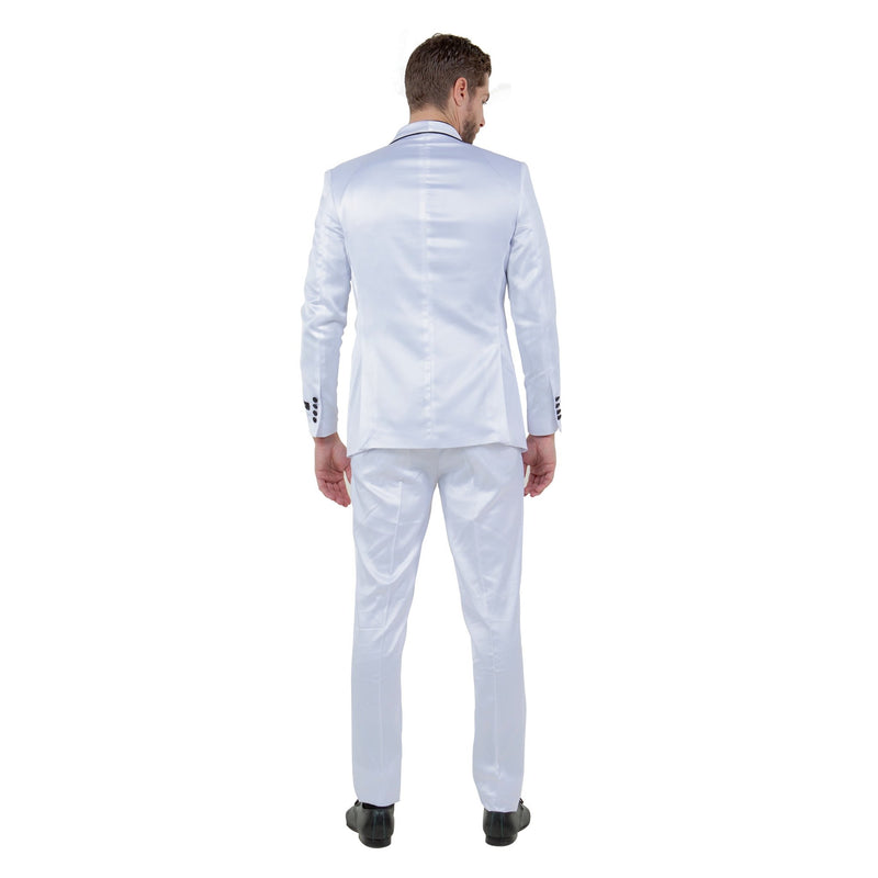 Mens 3pc Solid Satin Suit Set w/ Free Bowtie - Bundle Bus