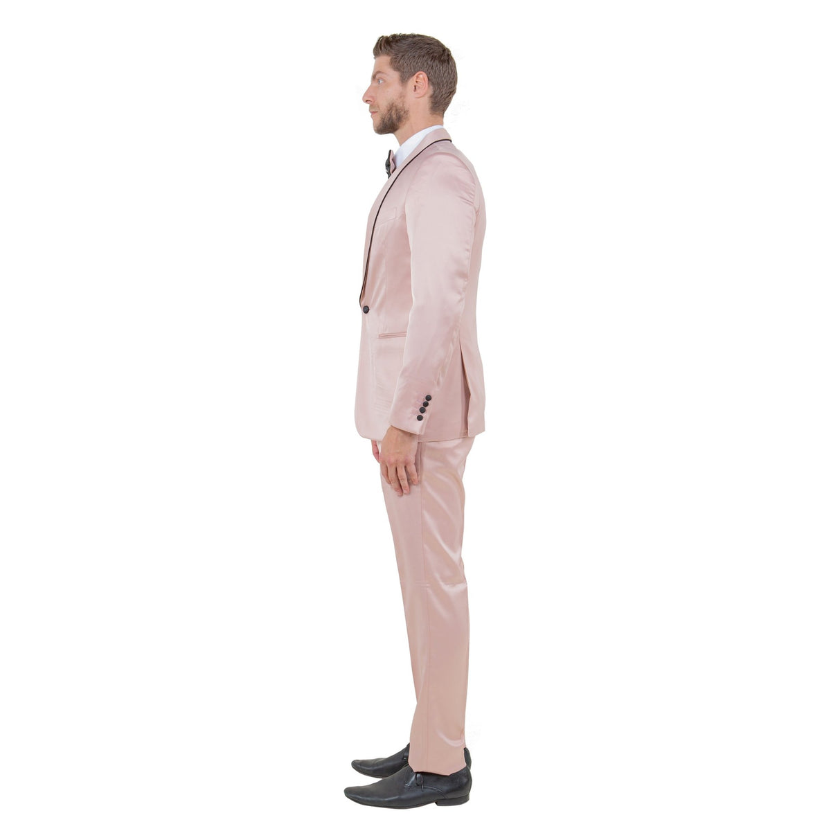 Mens 3pc Solid Satin Suit Set w/ Free Bowtie - Bundle Bus