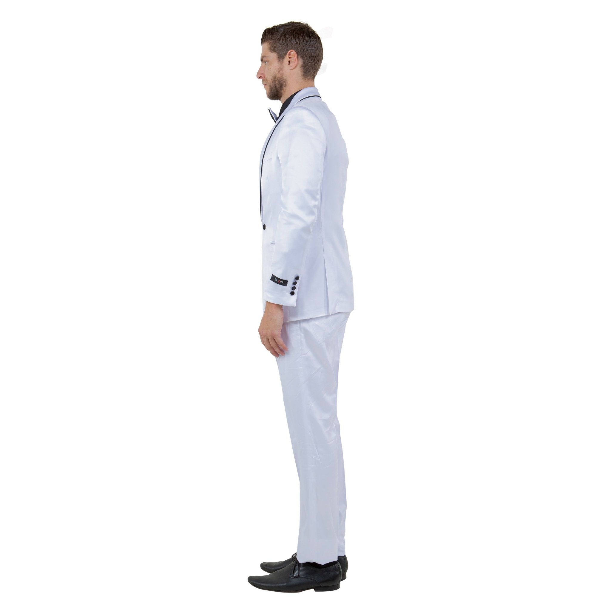 Mens 3pc Solid Satin Suit Set w/ Free Bowtie - Bundle Bus