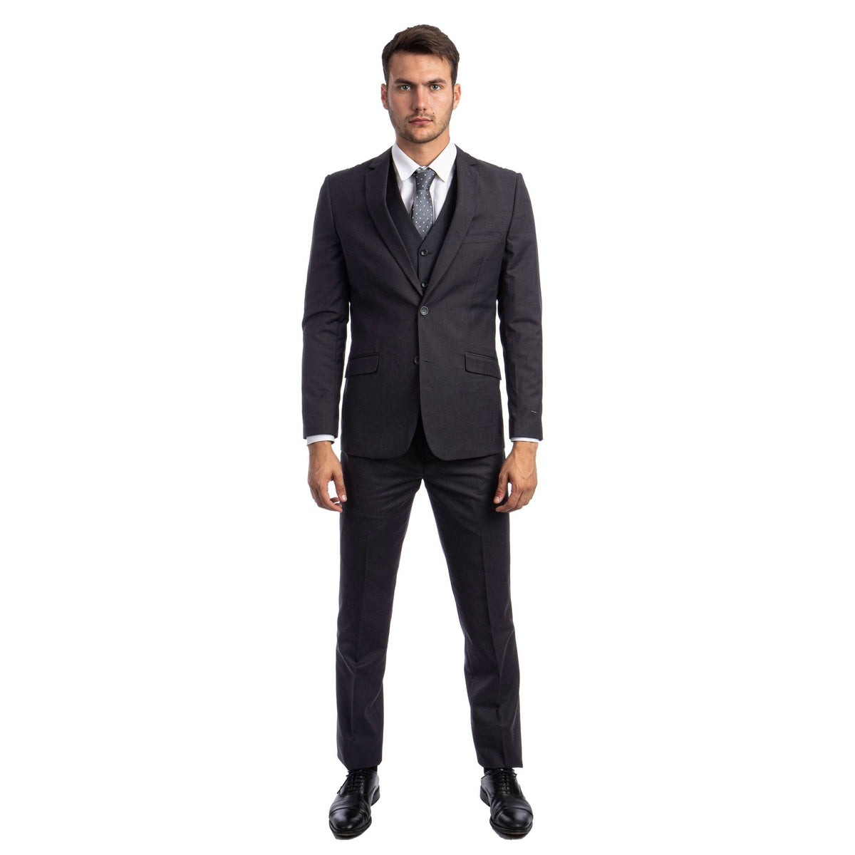 Men's 3pc Solid Suit, Notch Lapel - Bundle Bus